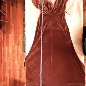 Dusty rose, velvet party dress.